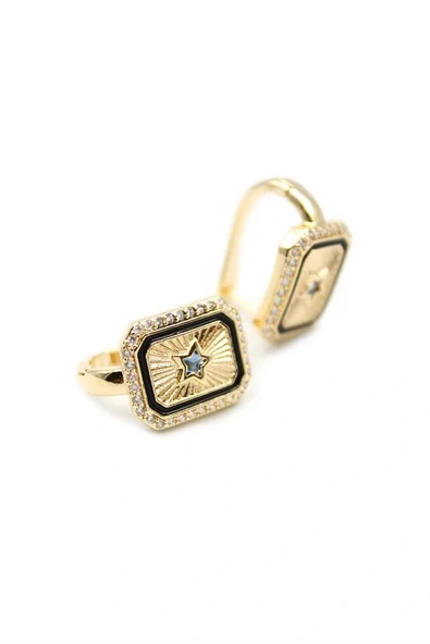 LitaeTrend Yıldız Taşlı Küpe - Mavi - Resim 2