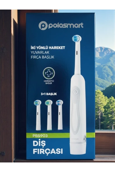 PBS-903 Pilli Diş Fırçası – 3+1 Başlık – IPX5 – Orta Sertlik-İki Yönlü Hareket-Yuvarlak Başlık ürün görseli 1