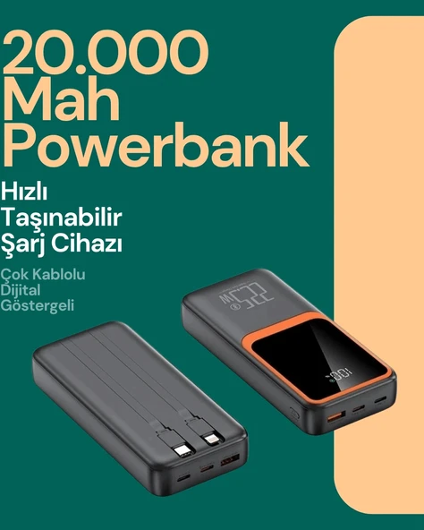CEYLAN ADAM Taşınabilir Şarj Cihazı 20000 mAh | 22.5W Hızlı Şarj + Dijital Ekran + Kablo Dahil ürün görseli 1