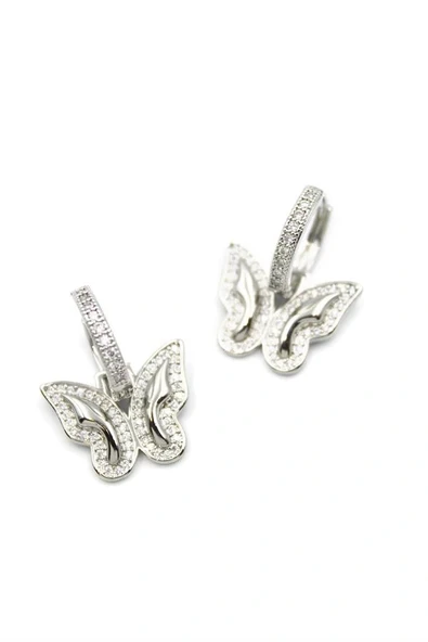 LitaeTrend Kelebek Küpe - Gümüş - Resim 2