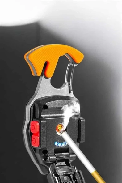 CEYLAN ADAM yeni nesil Kamp Feneri Çok Fonksiyonlu Fener Anahtarlık Usb Çakmaklı Cam Kırıcı Kemer Kesici Açacak - Resim 3