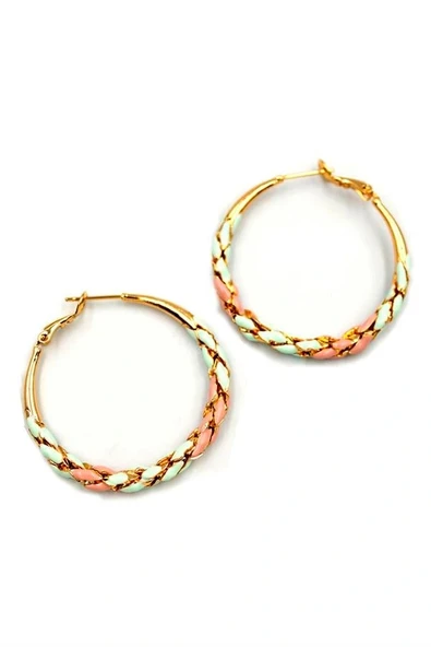 LitaeTrend Mineli Halka Küpe - Pembe ürün görseli 1