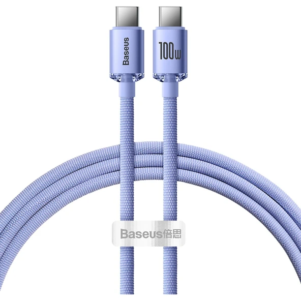 Crystal Shine 100W 120 cm Pd Type-C Şarj Kablosu Mor ürün görseli 1