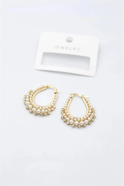 LitaeTrend İncili Küpe - Altın - Resim 2