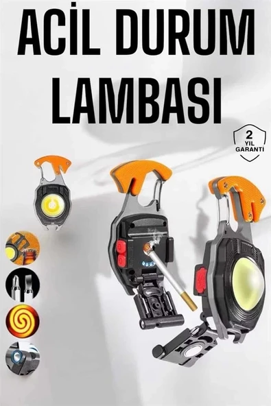 CEYLAN ADAM yeni nesil Kamp Feneri Çok Fonksiyonlu Fener Anahtarlık Usb Çakmaklı Cam Kırıcı Kemer Kesici Açacak ürün görseli 1