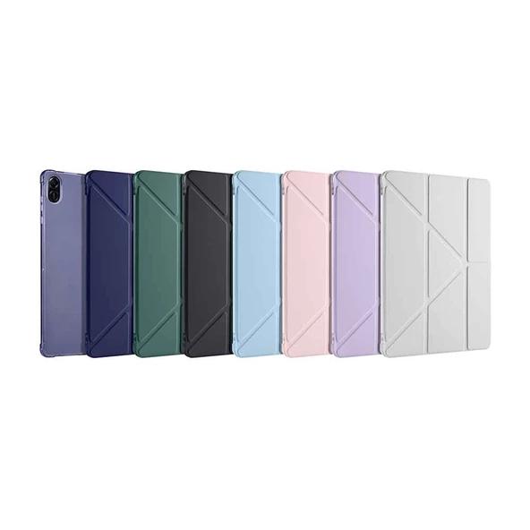 Honor Pad X8A 11 inç Uyumlu Uyku Modlu Standlı Kalemlikli Trifolding Fuchsia Tablet Kılıfı - Resim 6