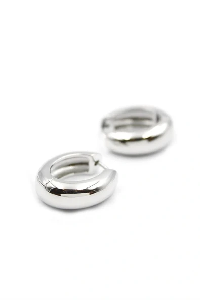 LitaeTrend Oval Halka Küpe - Gümüş - Resim 2