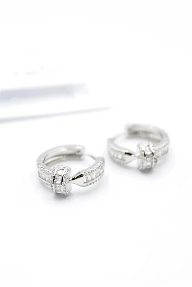 LitaeTrend Taşlı Çivi Küpe - Gümüş - Resim 2