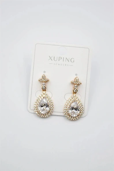 LitaeTrend Taşlı Küpe - Beyaz ürün görseli 1