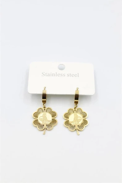 LitaeTrend Tuğra Yonca Küpe - Altın ürün görseli 1