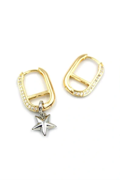 LitaeTrend Halka Yıldız Küpe - Gümüş ürün görseli 1