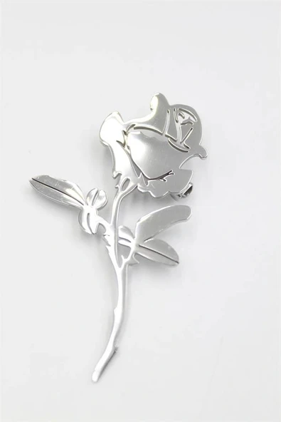 LitaeTrend Çelik Gül Broş - Gümüş ürün görseli 1
