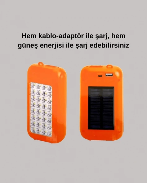 CEYLAN ADAM Güneş Paneli Destekli Powerbank ve LED Işıldak – 10000 mAh, Çift USB, Outdoor Kullanım İçin - Resim 2