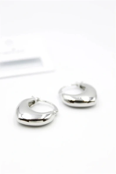 LitaeTrend Oval Halka Küpe - Gümüş ürün görseli 1