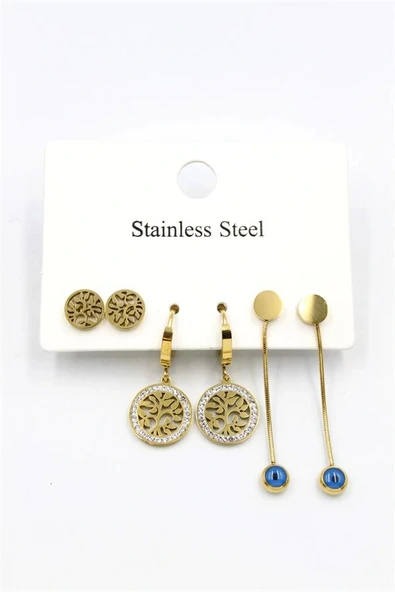 LitaeTrend 6'lı Set Küpe - Altın - Resim 2