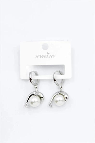 LitaeTrend İncili Yunus Küpe - Gümüş ürün görseli 1