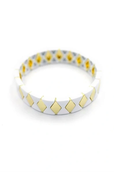 LitaeTrend Lastikli Porselen Bilezik - Beyaz ürün görseli 1