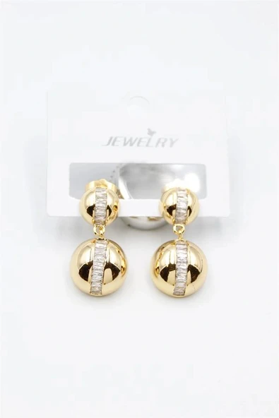 LitaeTrend Baget Taşlı Küpe - Altın ürün görseli 1