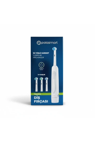 PBS-903 Pilli Diş Fırçası – 3+1 Başlık – IPX5 – Orta Sertlik-İki Yönlü Hareket-Yuvarlak Başlık - Resim 5