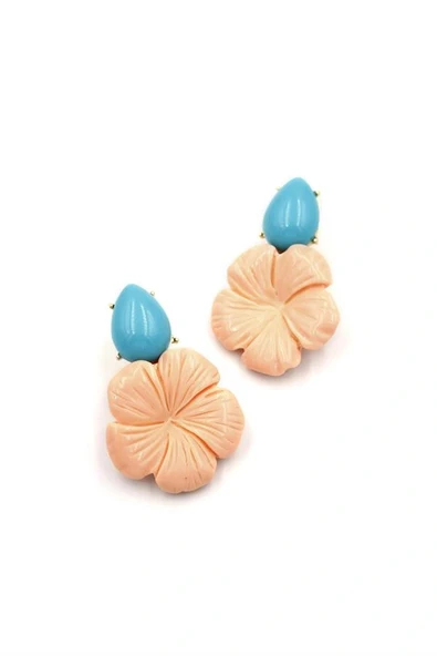 LitaeTrend Çiçek Küpe - Somon ürün görseli 1