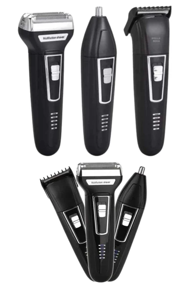 CEYLAN ADAM 3'lü Set Saç Sakal Kesme Traş Makinesi Burun Kılı Alma Tıraş Makinesi - Resim 4