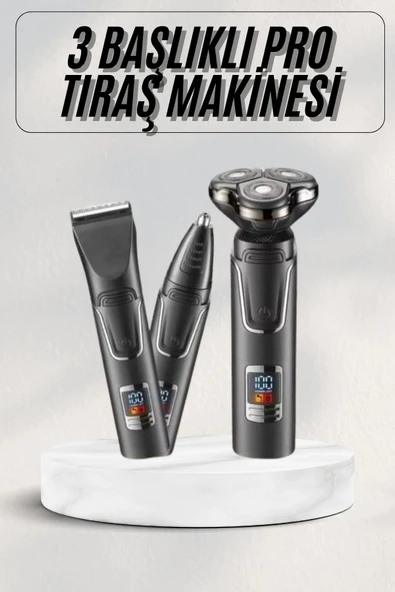 CEYLAN ADAM Yüksek Performanslı 3 Başlıklı Profesyonel Şarjlı Islak ve Kuru Kullanıma Uygun ürün görseli 1