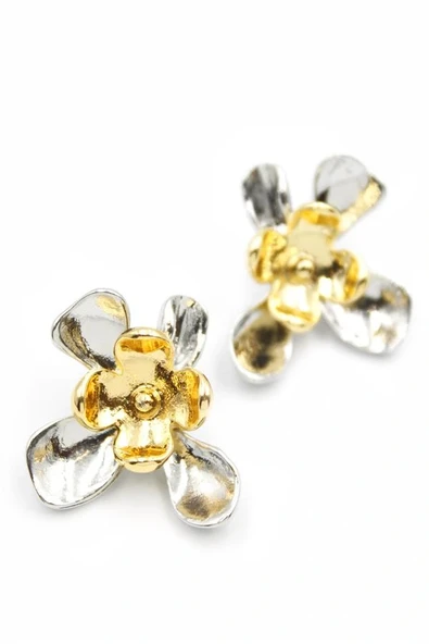 LitaeTrend Metal Çiçek Küpe - ÇOK RENKLİ - Resim 2