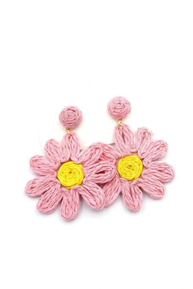 LitaeTrend Papatya Hasır Küpe - Pembe ürün görseli 1