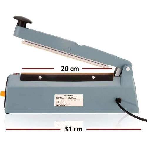 Fs-200 Metal Gövdeli Kullanımı Kolay Poşet Ağzı Kapama Yapıştırma Makinası (20cm) Impulse - Resim 6