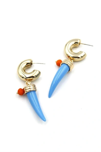 LitaeTrend Fildişi Halka Küpe - Mavi ürün görseli 1