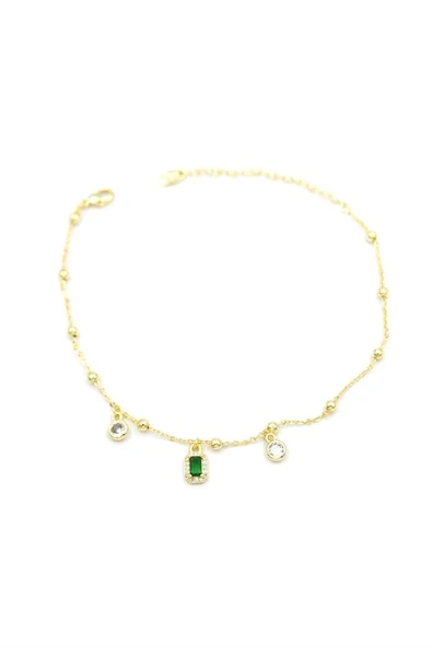 LitaeTrend Renkli Taşlı Halhal - Yeşil ürün görseli 1