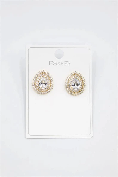 LitaeTrend Damla Taşlı Küpe - Altın ürün görseli 1