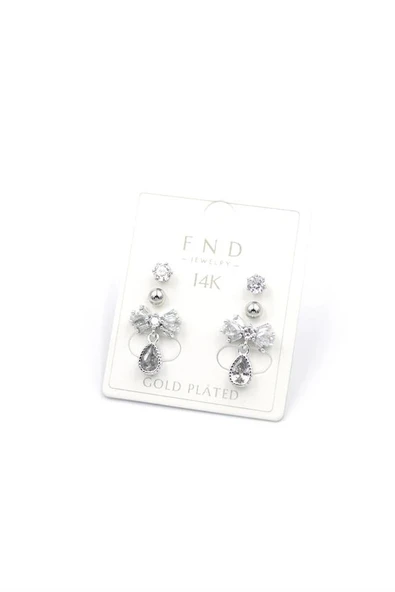 LitaeTrend Çoklu Taşlı Küpe - Gümüş ürün görseli 1