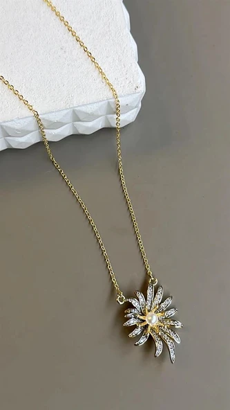 LitaeTrend İncili Papatya Kolye - Altın ürün görseli 1