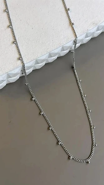 LitaeTrend Boncuklu Zincir Kolye - Gümüş ürün görseli 1