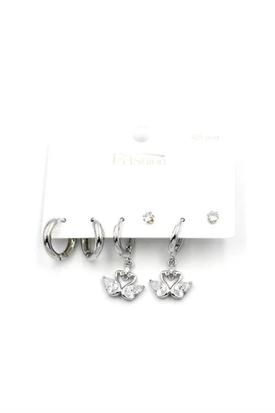 LitaeTrend Çoklu Kuğu Küpe - Gümüş ürün görseli 1