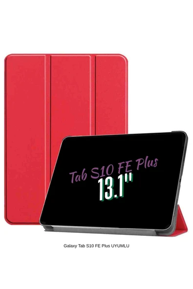 Galaxy Tab S10 FE Plus Uyumlu 13.1" Katlanabilen Standlı Smart Cover Akıllı Tablet Kılıfı - Resim 8