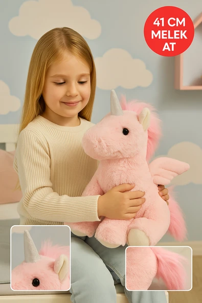 41 CM Pembe Melek At Peluş – Yumuşak Oyuncak, Çocuk Odası Dekor, Hediye Unicorn Peluş ürün görseli 1