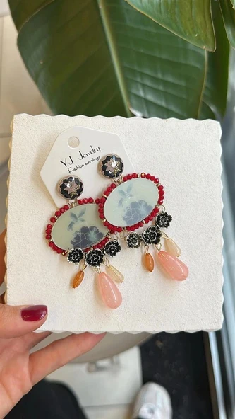 LitaeTrend Taşlı Küpe - ÇOK RENKLİ ürün görseli 1