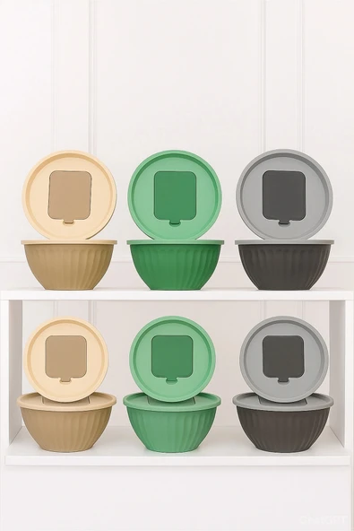 LitaeTrend 4 Parça Rendeli Karıştırma ve Saklama Kabı 2,5 Litre - Resim 3