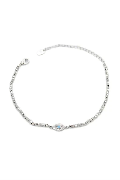 LitaeTrend Dorika Boncuk Göz Bileklik - Gümüş ürün görseli 1