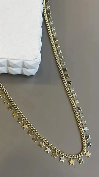 LitaeTrend Yıldız Pullu Zincir Kolye - Altın - Resim 2
