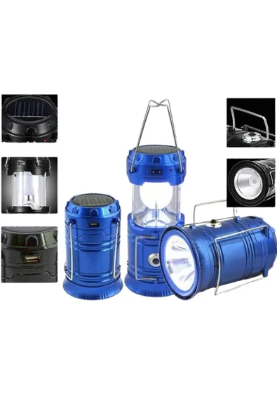 CEYLAN ADAM Solar Şarjlı Kamp Lambası Güneş Enerjili Kızaklı Kamp Feneri Çadır Feneri Led Işıldak - Resim 3