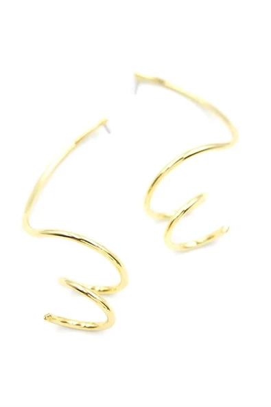 LitaeTrend Kıvrımlı Küpe - Altın - Resim 2