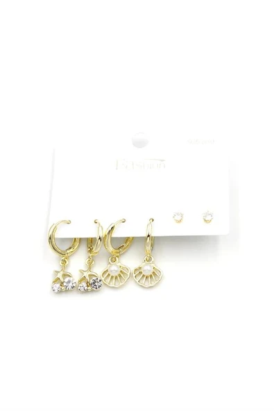 LitaeTrend Çoklu İnci Küpe - Altın ürün görseli 1