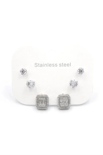 LitaeTrend Çoklu Taşlı Küpe - Gümüş ürün görseli 1