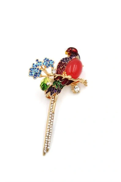 LitaeTrend Kuş Broş - Kırmızı ürün görseli 1