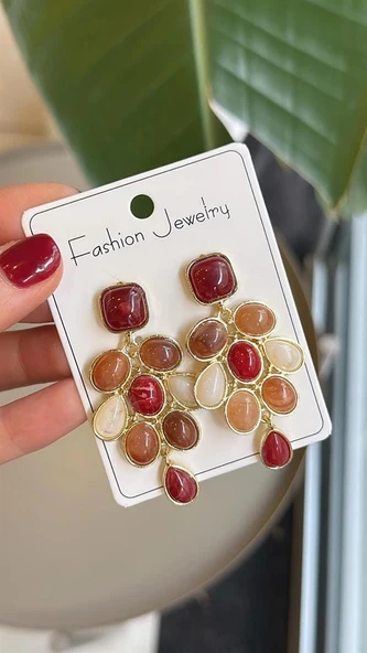 LitaeTrend Taşlı Küpe - ÇOK RENKLİ ürün görseli 1