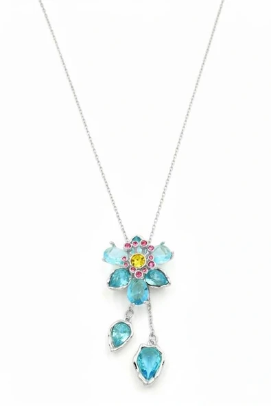 LitaeTrend Swr Çiçek Kolye - Turkuaz ürün görseli 1