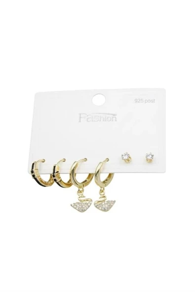 LitaeTrend Çoklu Kuğu Küpe - Altın ürün görseli 1